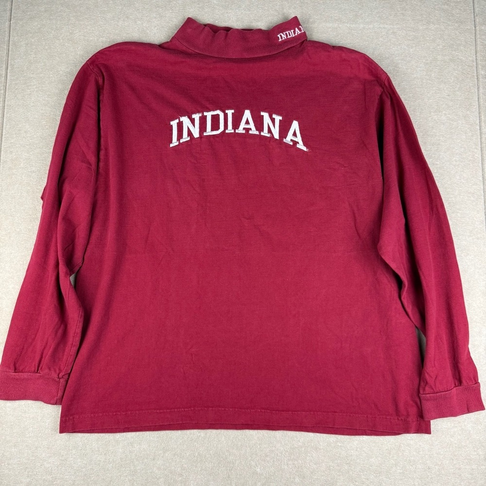 Vintage Red Oak Shirt Mens XL Red Indiana College Mock Neck USA
